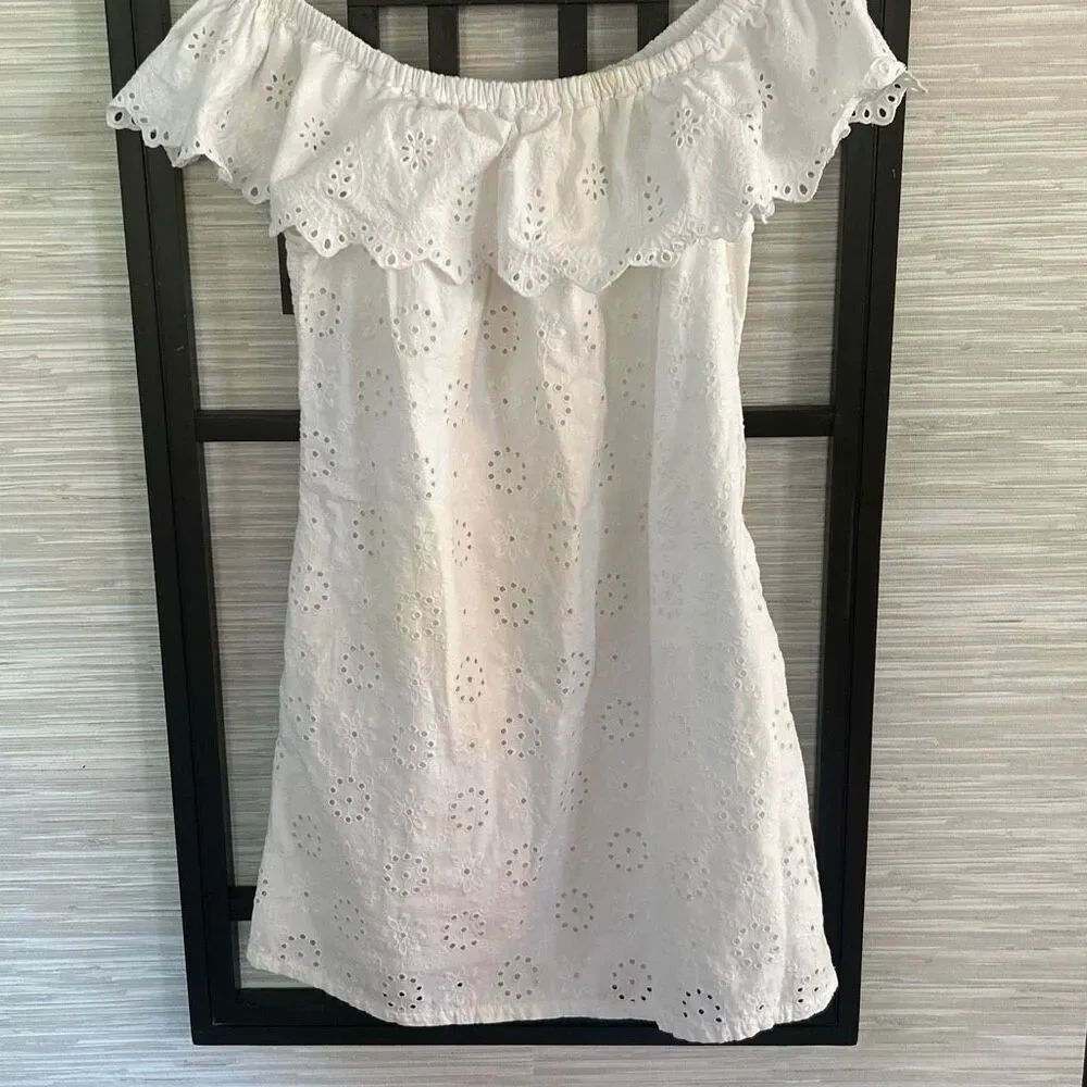 Tommy Bahama white eyelet off the shoulder summer beachy dress short size S